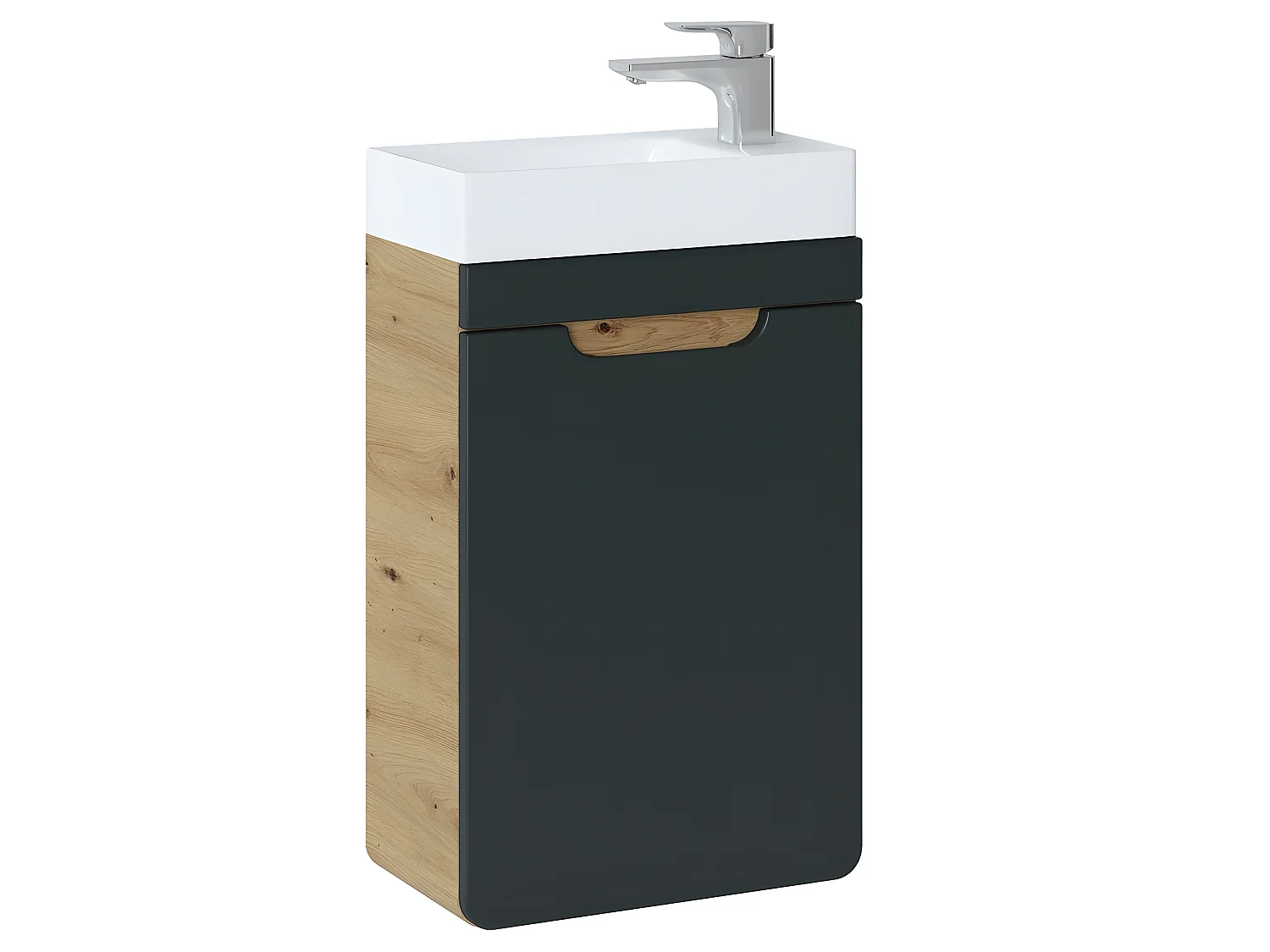 Meuble sous lavabo de salle de bain - Chêne artisanal doré et noir mat - L40-H60-P22 - ARRIBA