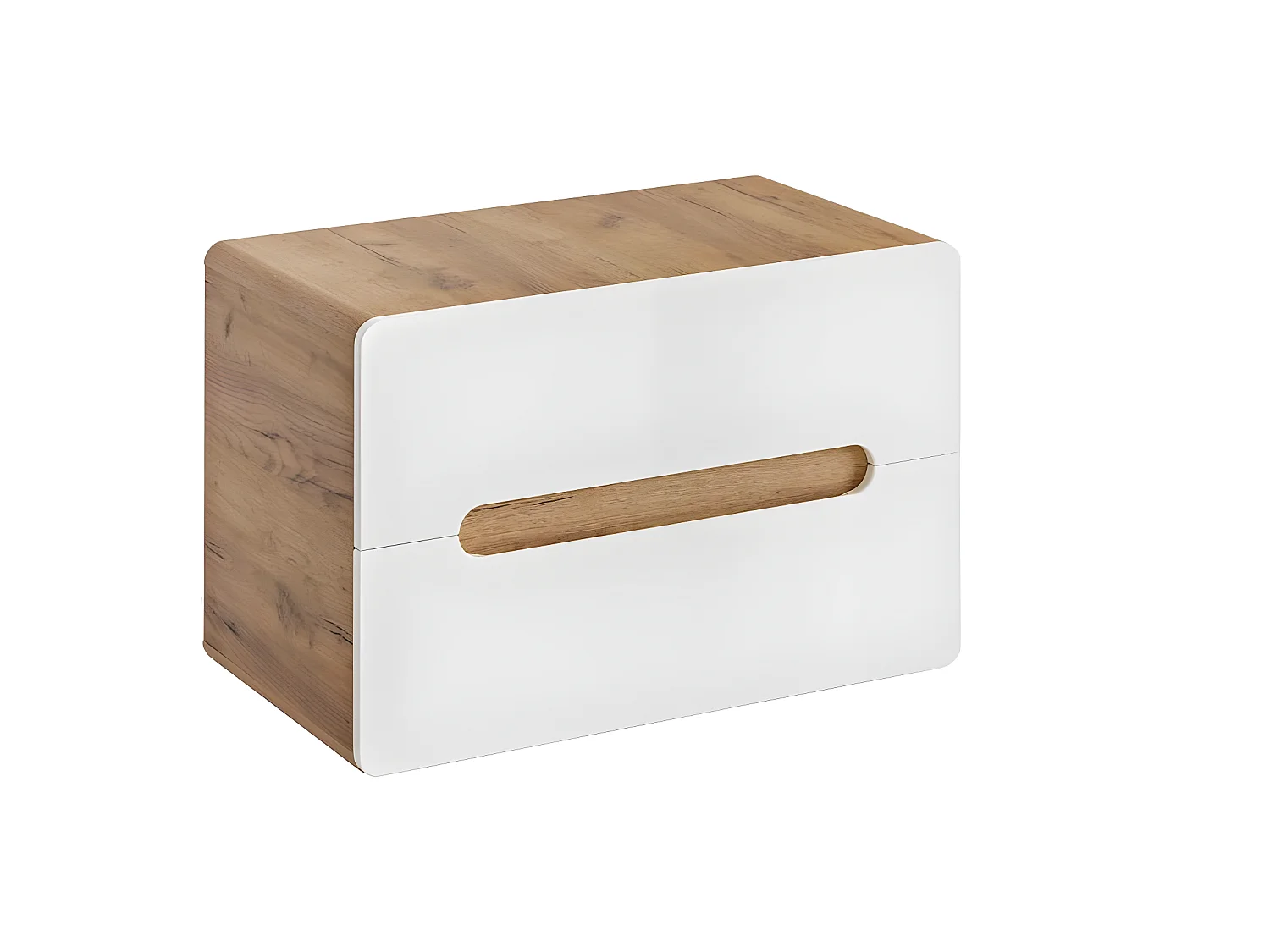 Meuble sous lavabo de salle de bain - Chêne artisanal doré et blanc brillant - L80-H53-P46 - ARRIBA