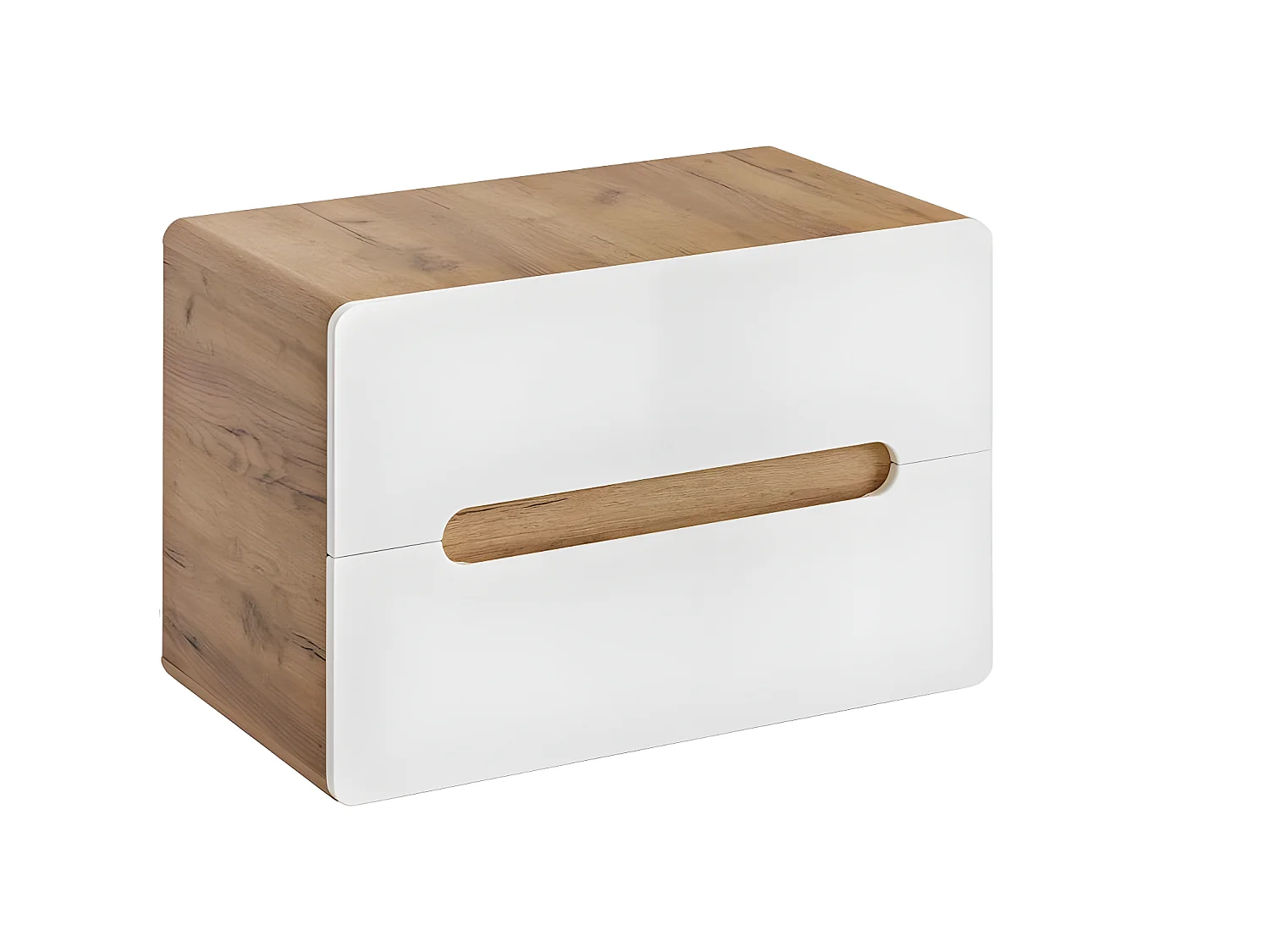 Meuble sous lavabo de salle de bain - Chêne artisanal doré et blanc brillant - L80-H53-P46 - ARRIBA