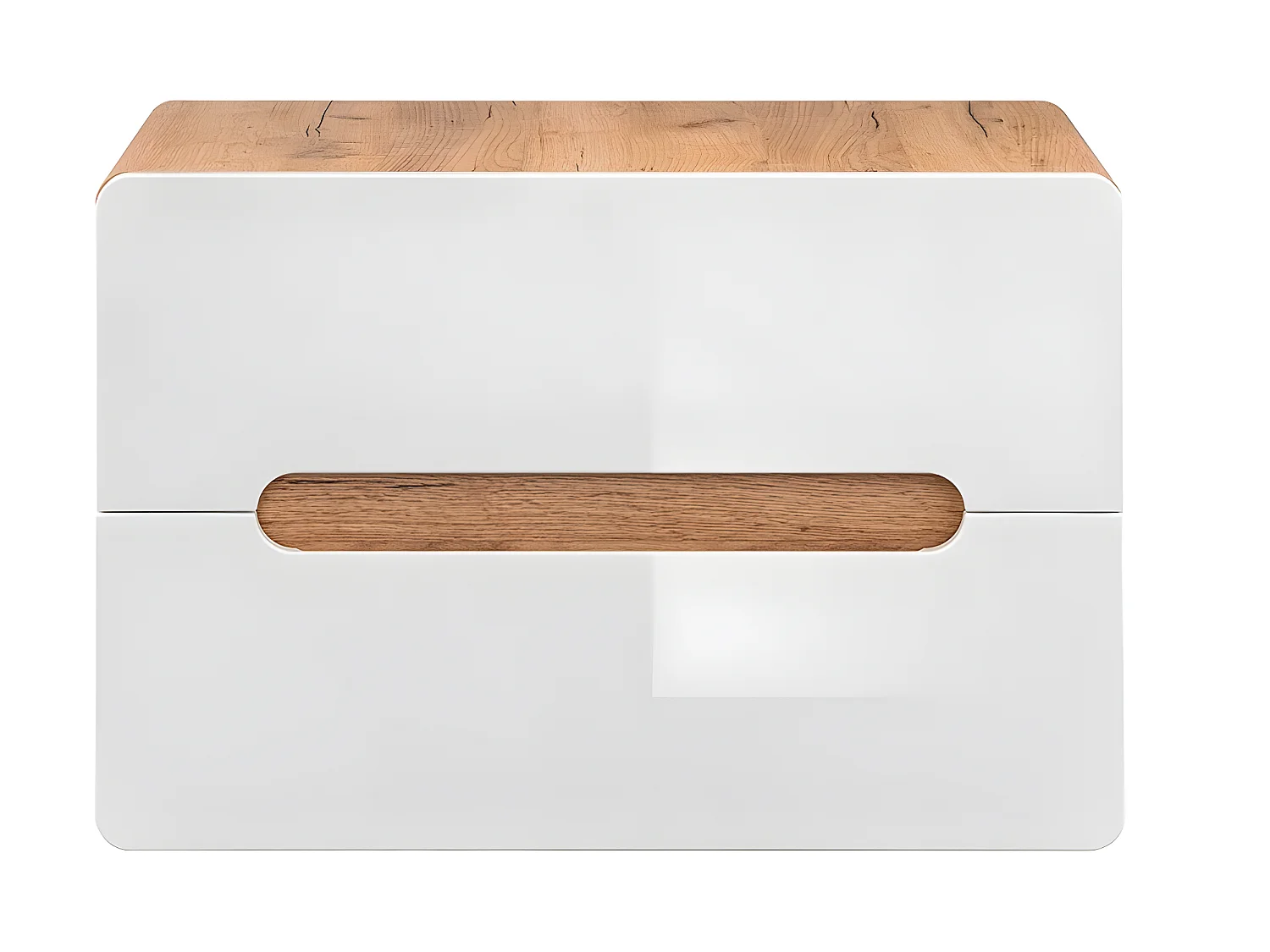 Meuble sous lavabo de salle de bain - Chêne artisanal doré et blanc brillant - L80-H53-P46 - ARRIBA