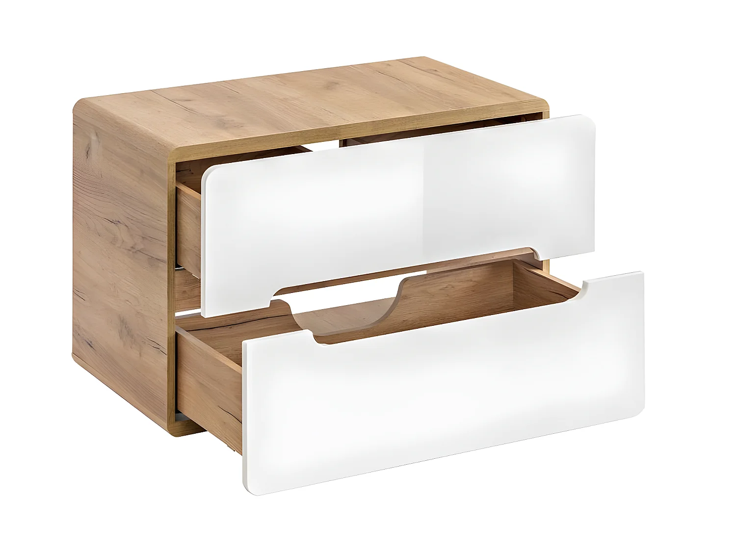 Meuble sous lavabo de salle de bain - Chêne artisanal doré et blanc brillant - L80-H53-P46 - ARRIBA