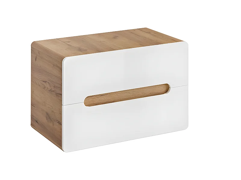 Meuble sous lavabo de salle de bain - Chêne artisanal doré et blanc brillant - L80-H53-P46 - ARRIBA