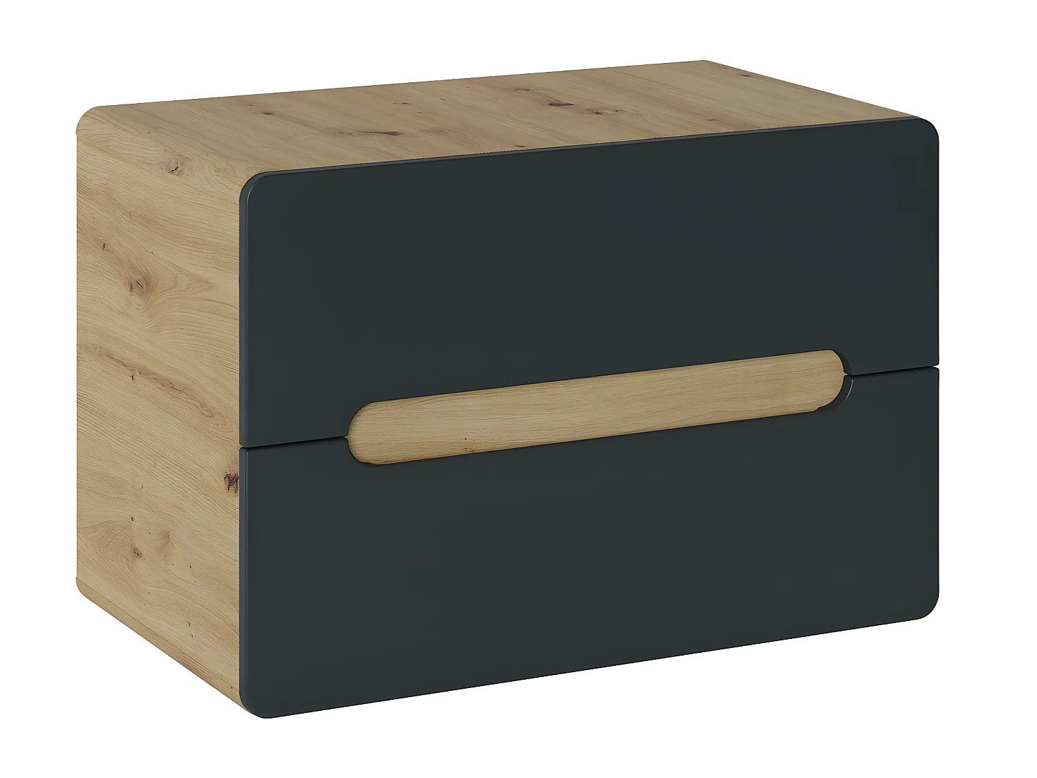 Meuble sous lavabo de salle de bain - Chêne artisanal doré et noir mat - L80-H53-P46 - ARRIBA