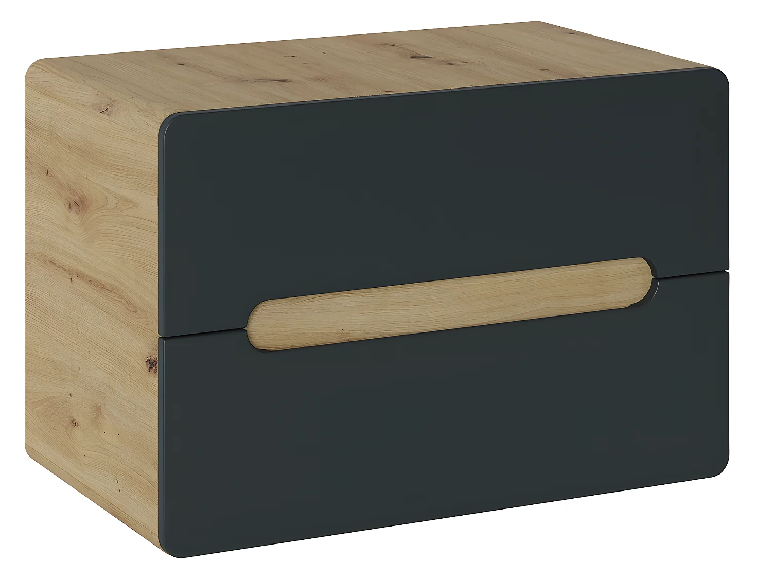 Meuble sous lavabo de salle de bain - Chêne artisanal doré et noir mat - L80-H53-P46 - ARRIBA