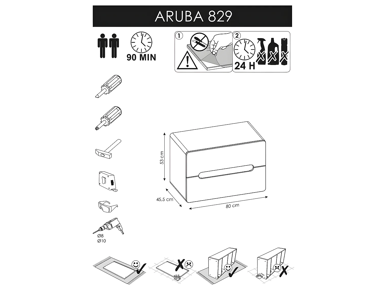 Meuble sous lavabo de salle de bain - Chêne artisanal doré et noir mat - L80-H53-P46 - ARRIBA