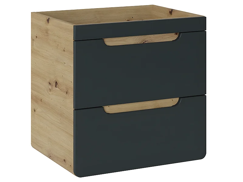 Meuble sous lavabo de salle de bain - Chêne artisanal doré et noir mat - L80-H59-P46 - ARRIBA