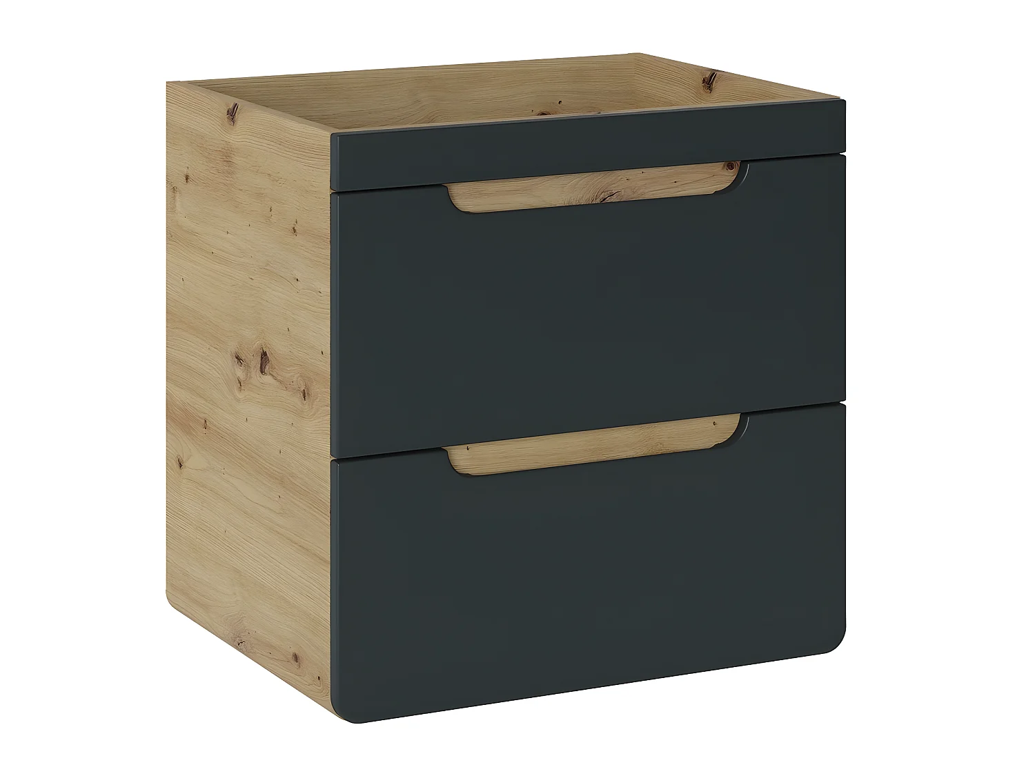 Meuble sous lavabo de salle de bain - Chêne artisanal doré et noir mat - L80-H59-P46 - ARRIBA
