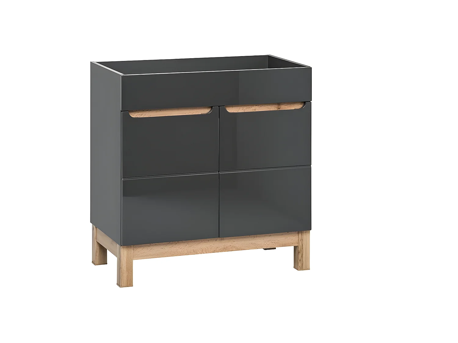Meuble sous lavabo de salle de bain avec pieds - Graphite brillant - L60-H84-P45,5 - JAVA