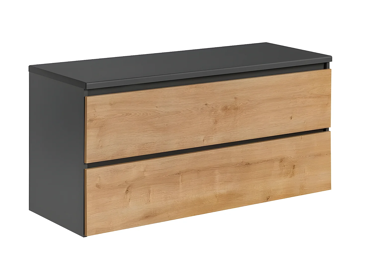 Meuble sous lavabo de salle de bain - Chêne hamiltion et gris diamant - L120-H57-P46 - Marseilla