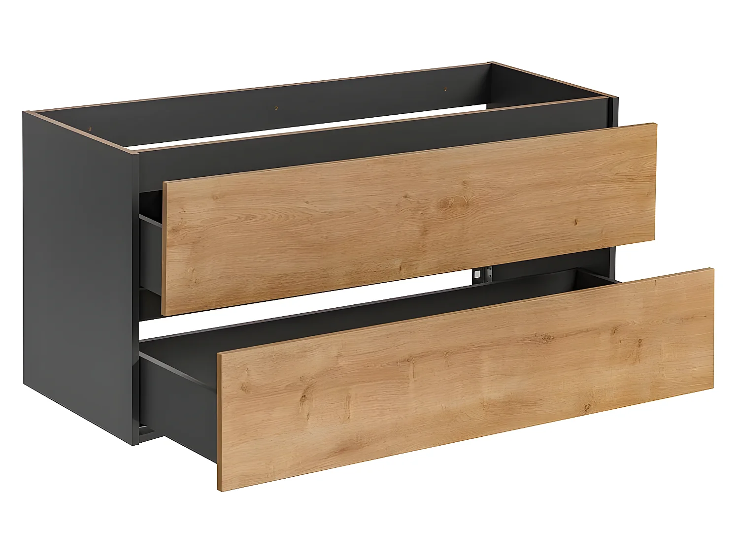 Meuble sous lavabo de salle de bain - Chêne hamiltion et gris diamant - L120-H57-P46 - Marseilla