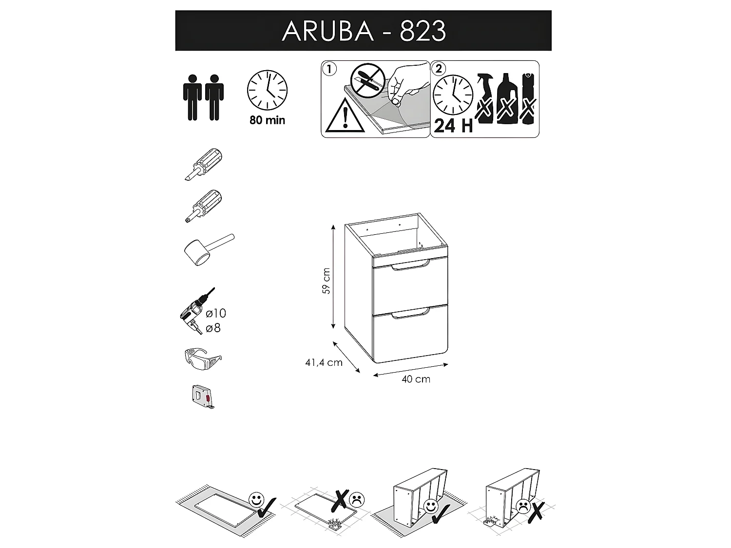 Meuble sous lavabo de salle de bain - Chêne artisanal doré et noir mat - L40-H59-P41 - ARRIBA