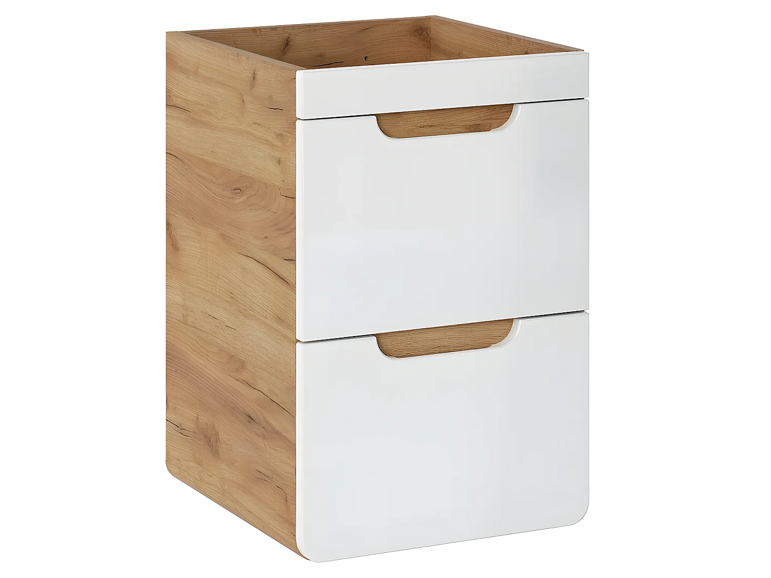 Meuble sous lavabo de salle de bain - Chêne artisanal doré et blanc brillant - L40-H59-P41 - ARRIBA