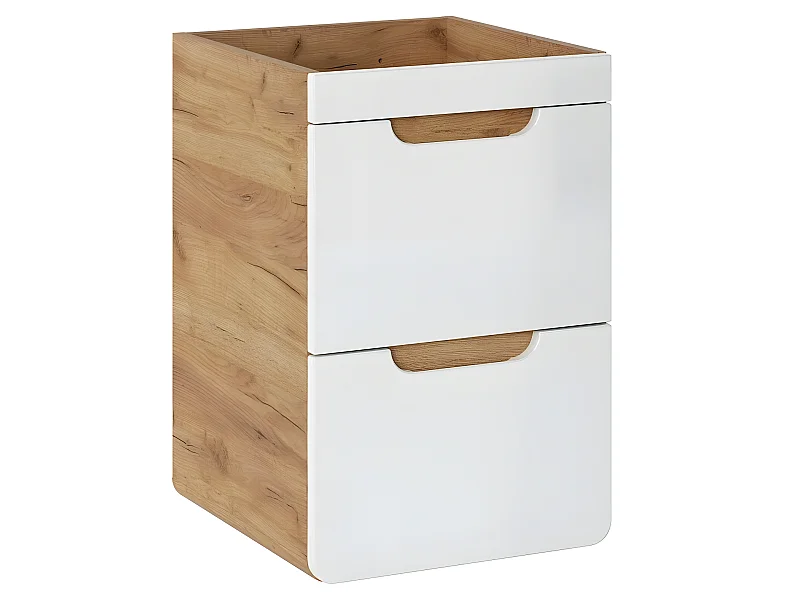 Meuble sous lavabo de salle de bain - Chêne artisanal doré et blanc brillant - L40-H59-P41 - ARRIBA