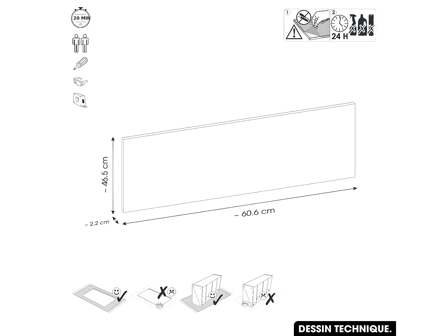 Plan de vasque en bois | BLANC | L.120 x P.46,5 x H.2
