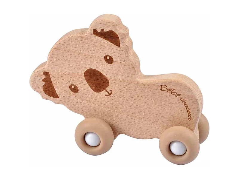 Jouet d'Éveil Bébé "Koala avec Roulettes" 12cm Naturel