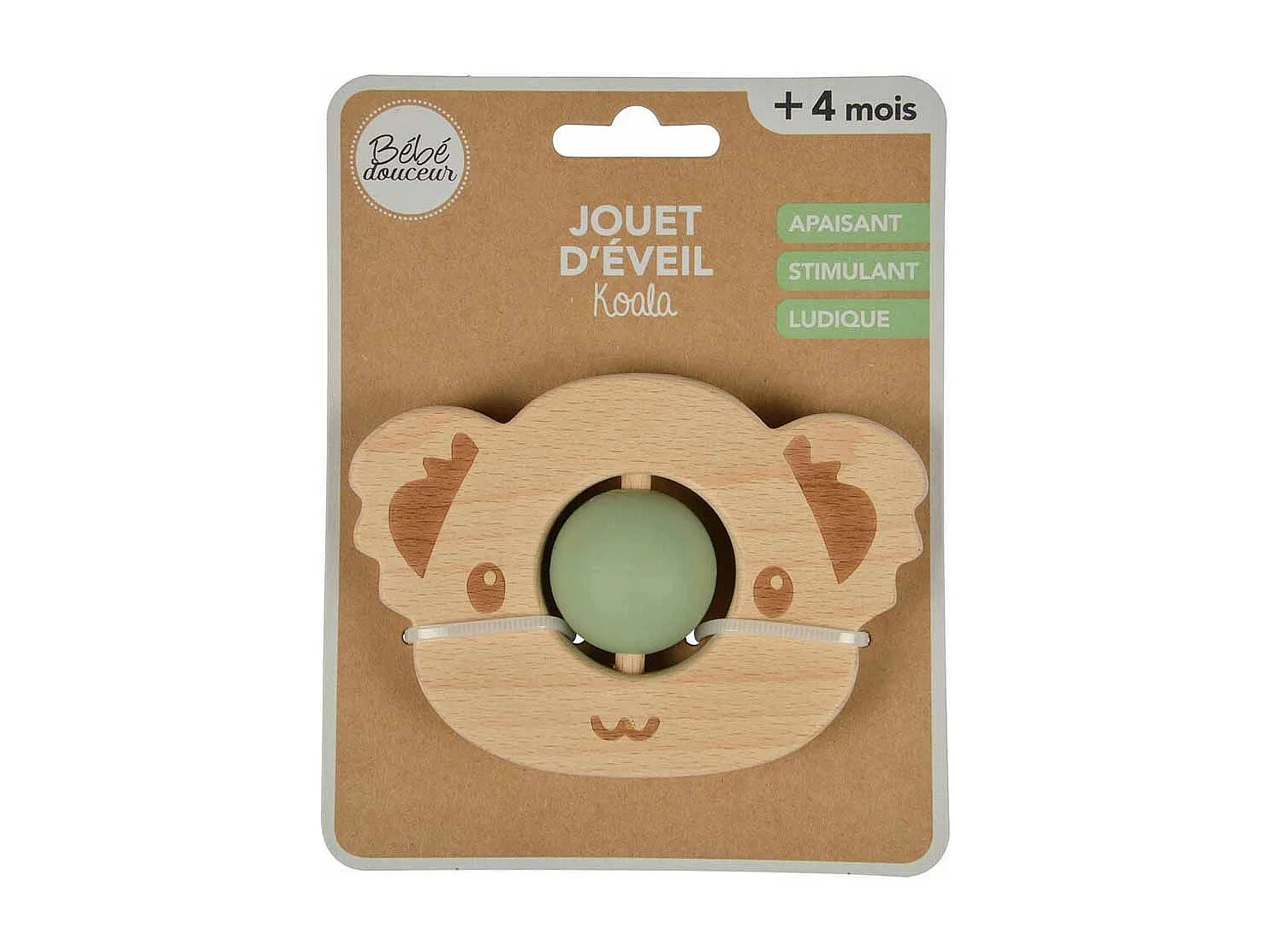 Jouet d'Éveil Bébé "Koala avec Boule" 8cm Vert
