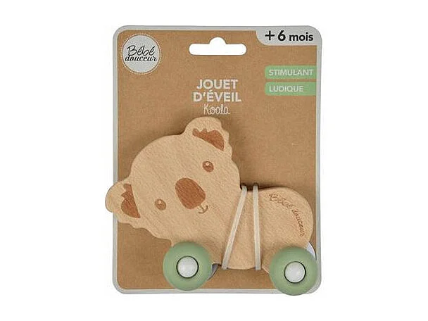 Jouet d'Éveil Bébé "Koala avec Roulettes" 12cm Vert