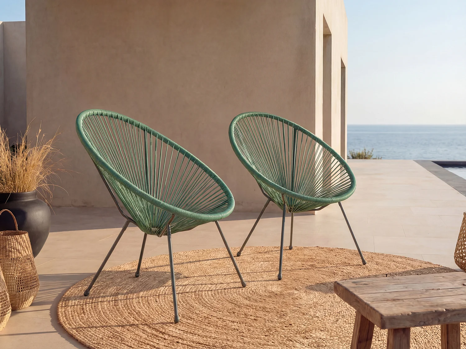 Gartensessel 2er-Set - Polyrattan - Kaki - ALIOS III von MYLIA