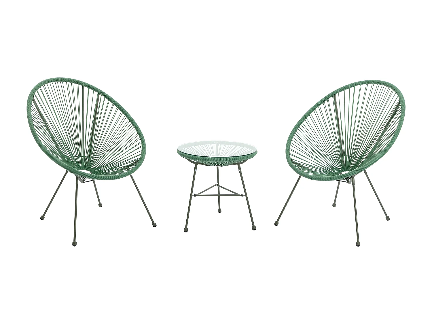 Salon de jardin en fils de résine tressés : 2 fauteuils et une table - Kaki - ALIOS III de MYLIA
