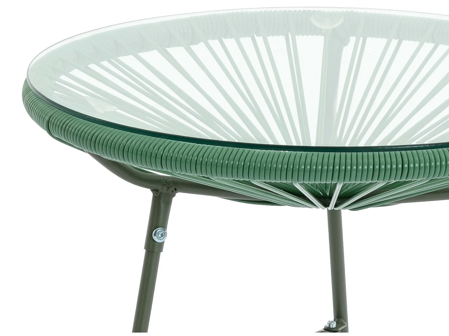 Conjunto de jardim em fios de resina entrançados, 2 cadeirões e uma mesa caqui - ALIOS III de MYLIA