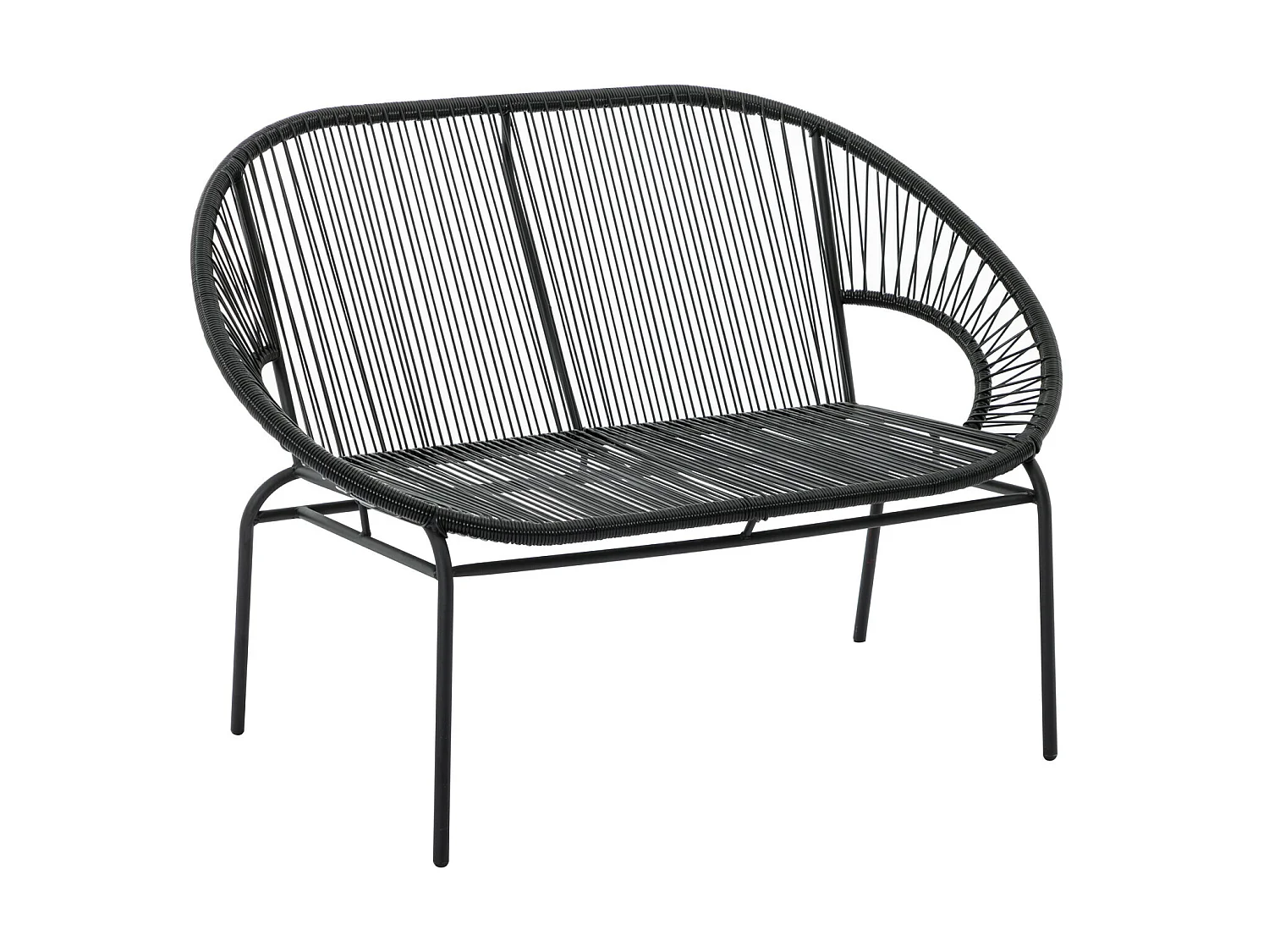 Salon de jardin en fils de résine tressés : 2 fauteuils, un banc et une table - Noir - ALIOS III de MYLIA