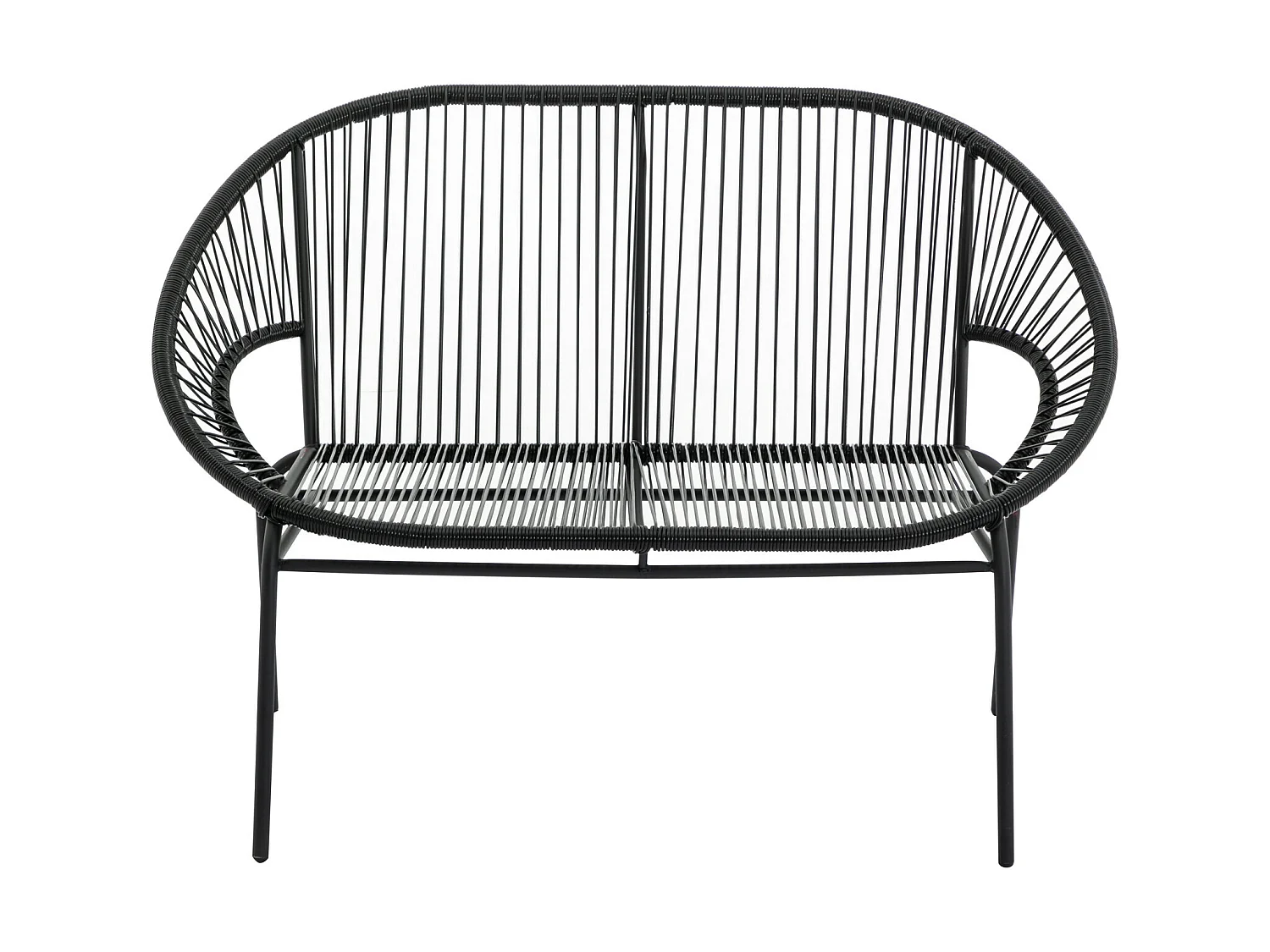 Salon de jardin en fils de résine tressés : 2 fauteuils, un banc et une table - Noir - ALIOS III de MYLIA