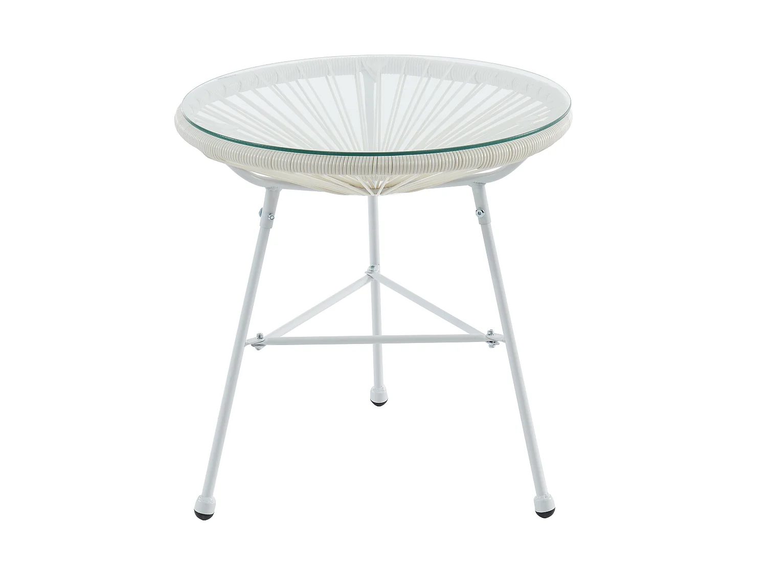 Garten-Sitzgruppe aus Polyrattan: 2 Sessel, 1 Bank 1 Tisch - Weiß - ALIOS III von MYLIA