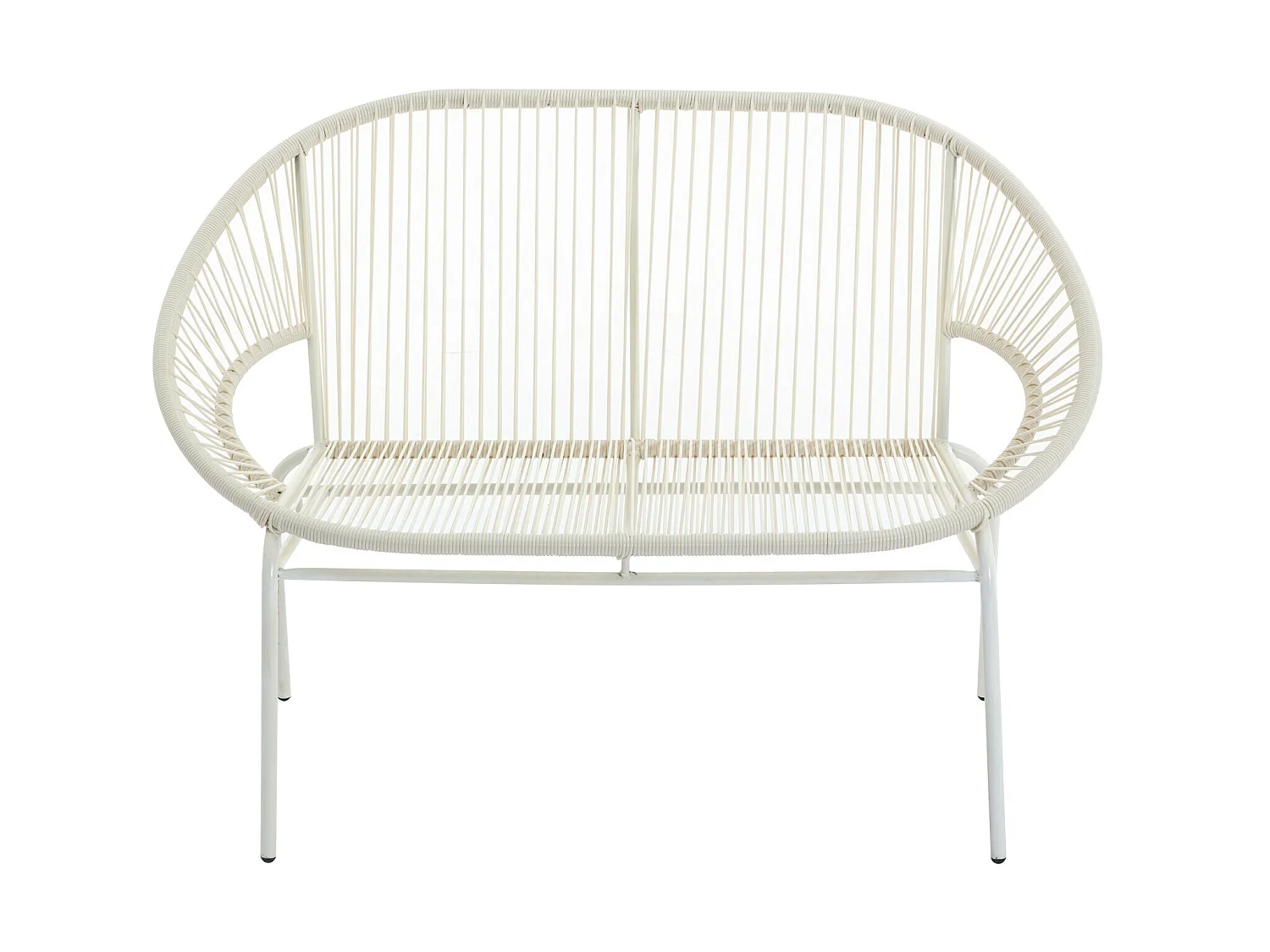 Garten-Sitzgruppe aus Polyrattan: 2 Sessel, 1 Bank 1 Tisch - Weiß - ALIOS III von MYLIA