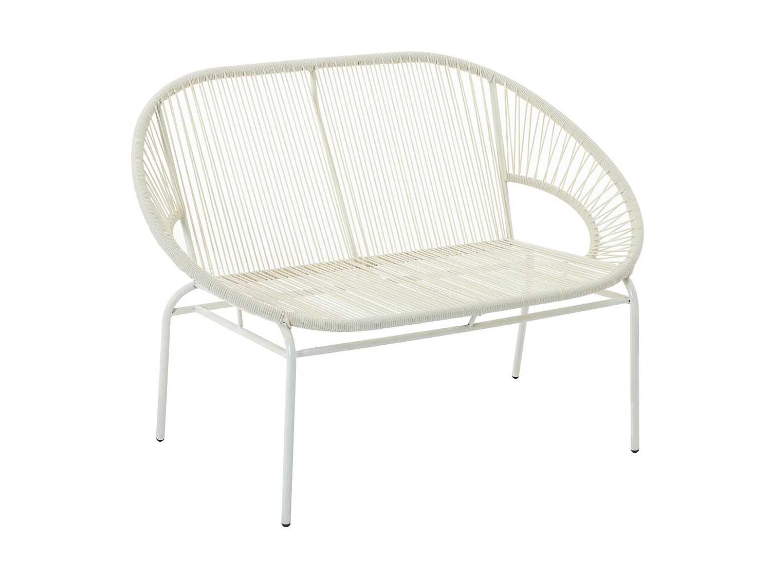 Garten-Sitzgruppe aus Polyrattan: 2 Sessel, 1 Bank 1 Tisch - Weiß - ALIOS III von MYLIA