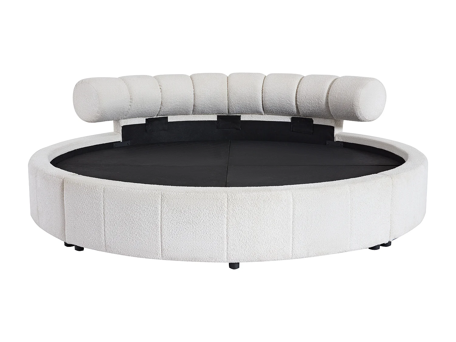 Lit rond 220 x 220 cm - Tissu bouclette - Blanc - ROGILA