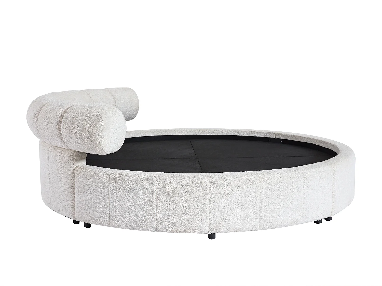 Lit rond 220 x 220 cm - Tissu bouclette - Blanc - ROGILA