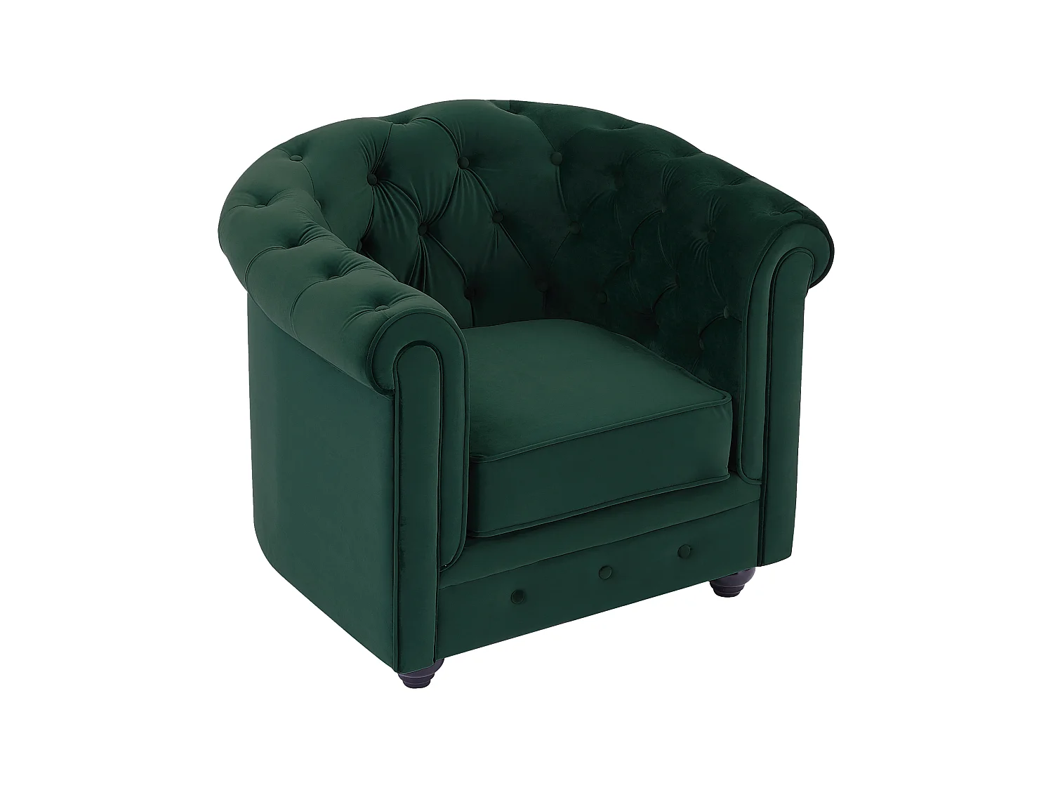 Canapé 3 places, 2 places et fauteuil en velours vert CHESTERFIELD