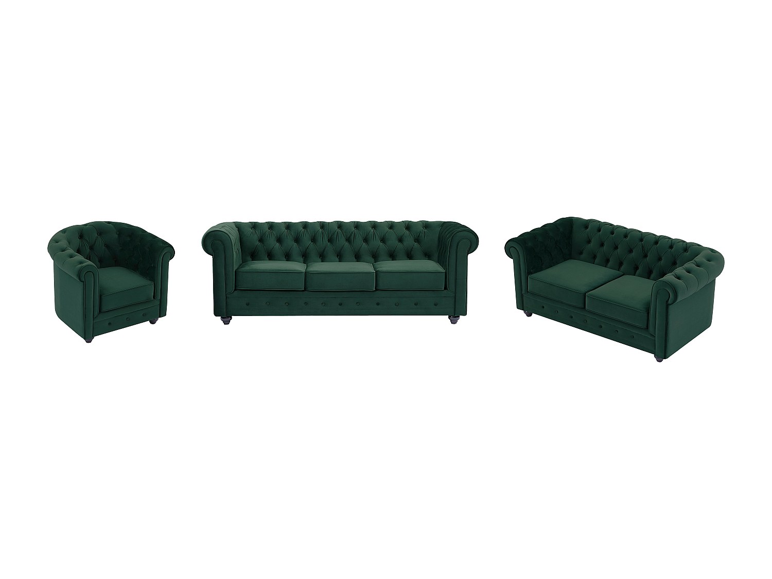 Sofas 3-Sitzer, 2-Sitzer & Sessel - Samt - Grün - CHESTERFIELD günstig online kaufen
