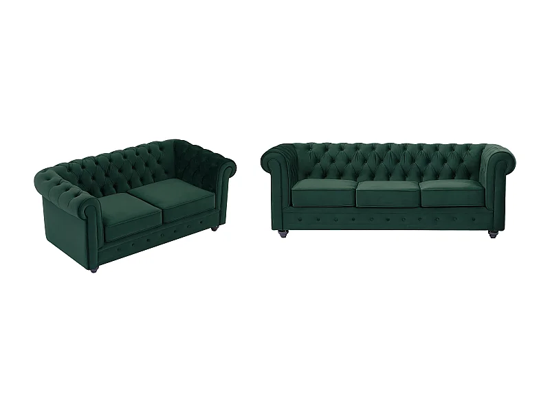 Sofas 3-Sitzer & 2-Sitzer - Samt - Grün - CHESTERFIELD