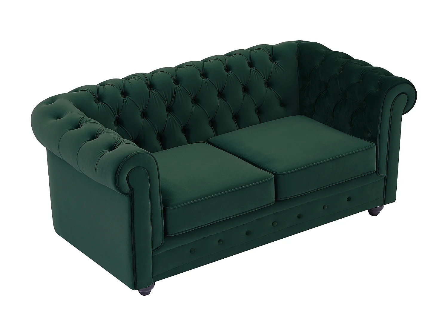3-seter og 2-seter sofa i grønn fløyel CHESTERFIELD