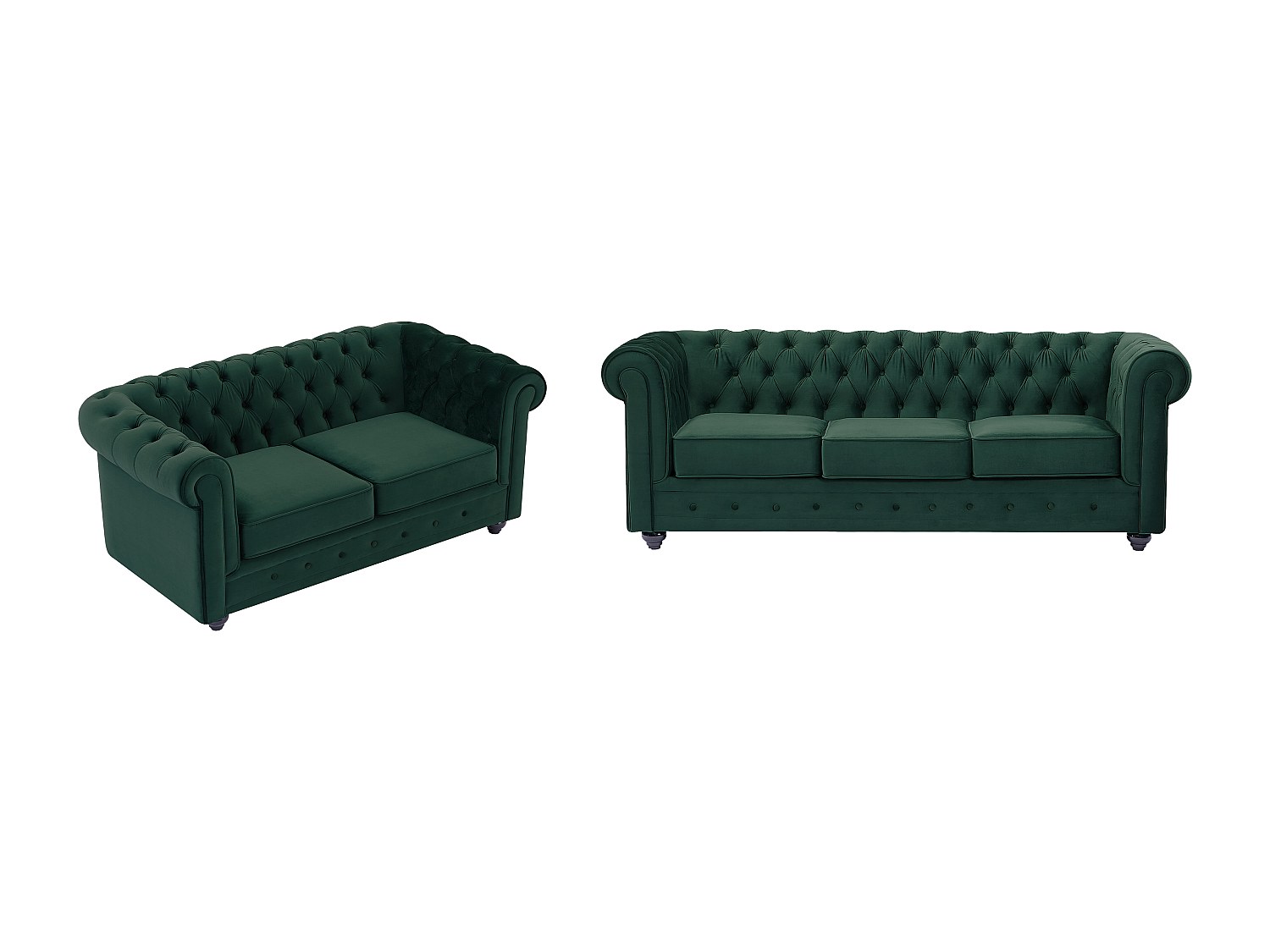 Sofas 3-Sitzer & 2-Sitzer - Samt - Grün - CHESTERFIELD günstig online kaufen