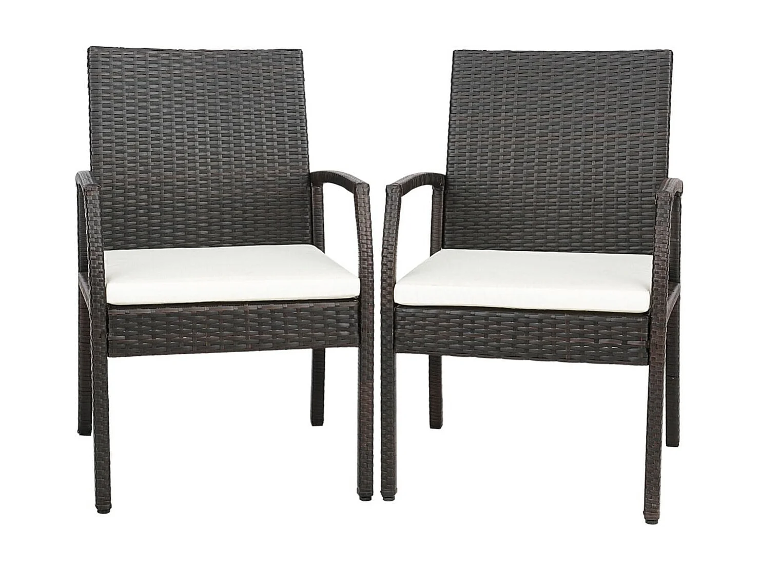 Lot de 2 Chaises de Terrasse en Osier Chaises d'Extérieur en Rotin PE avec Coussin doux à Fermeture Éclair Fauteuils en Rotin pour Jardin