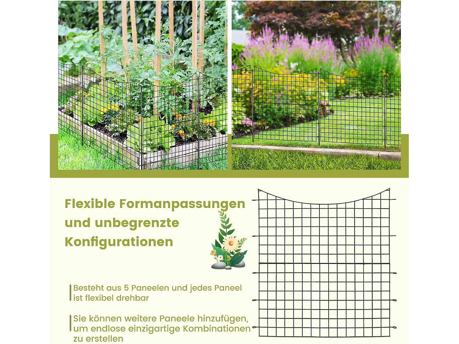 Gartenzaun Metall (5er Set)