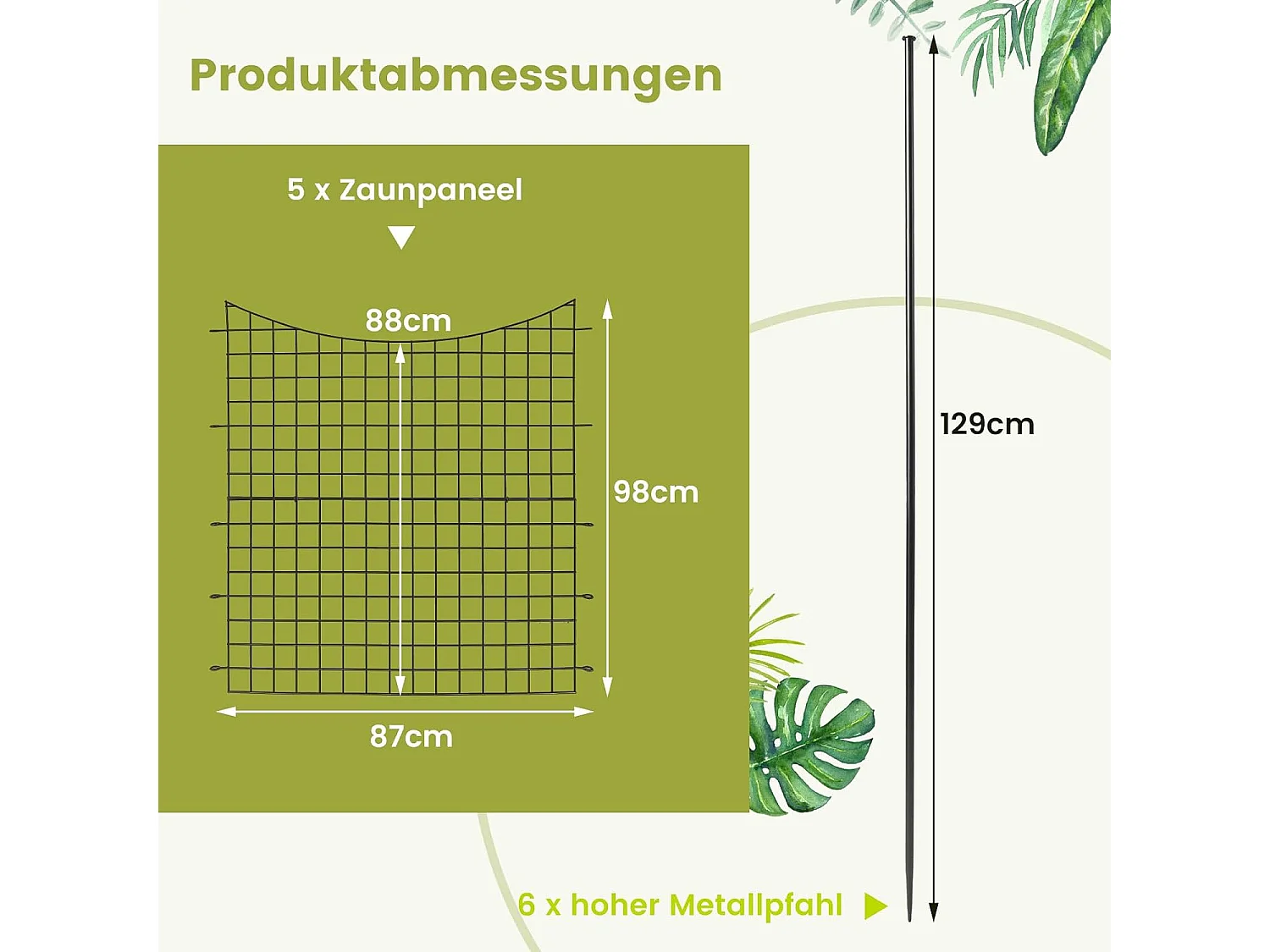 Gartenzaun Metall (5er Set)