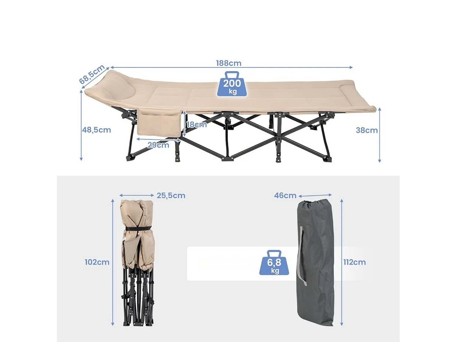 Klappbares Reisebett Campingbett