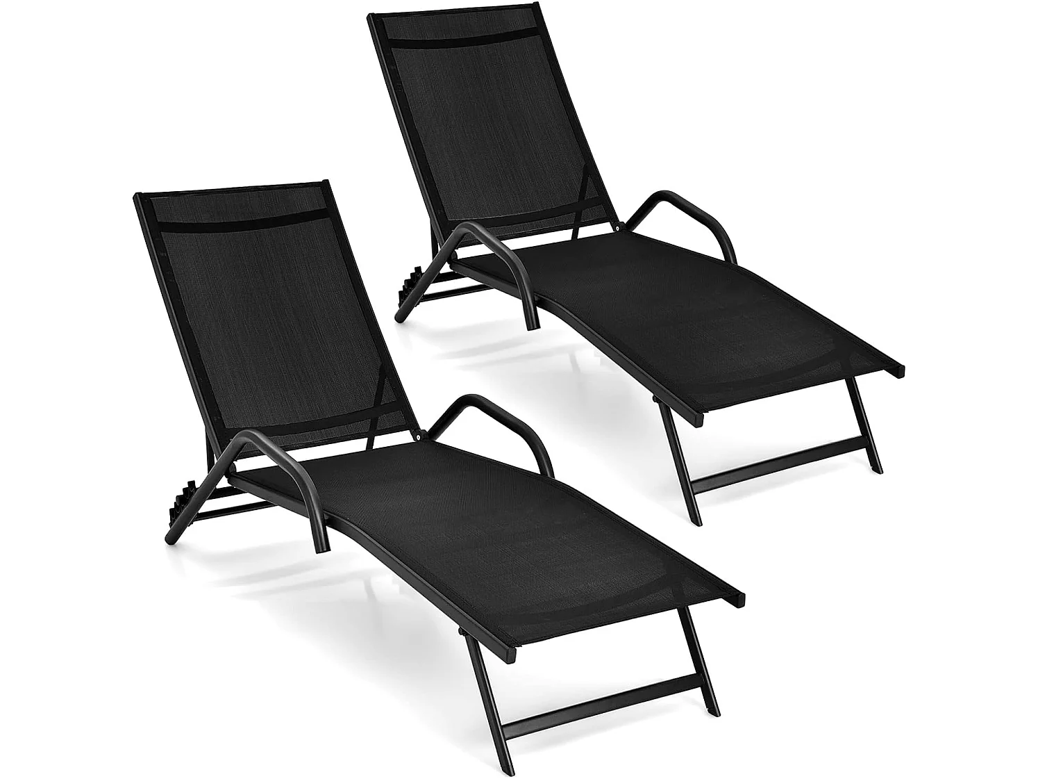Set mit 2 Gartenliegen, die in 5 Positionen verstellbar sind