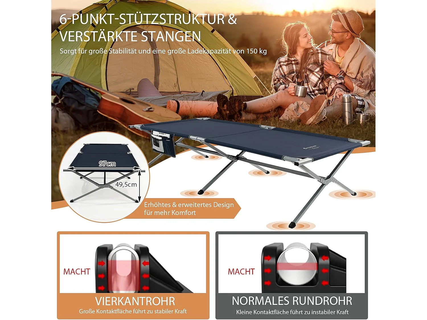 Campingliege Feldbett Klappbar