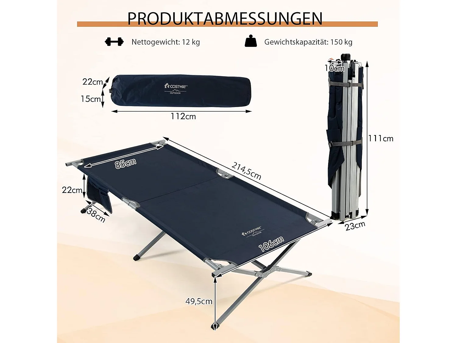 Campingliege Feldbett Klappbar