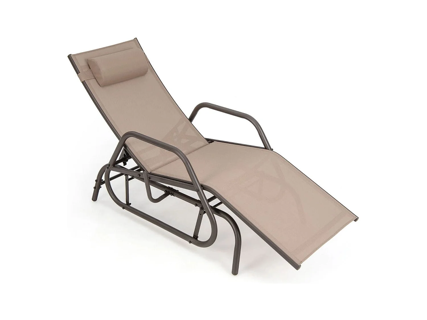 Bain de Soleil Design à Glissement à Dossier Réglable 3 Positions Transat Jardin Extérieur Cadre Métal avec Accoudoirs