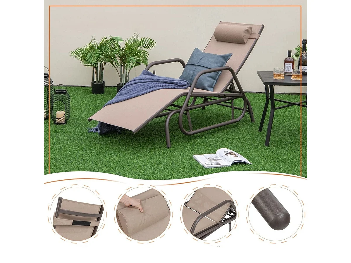 Sonnenliege mit Schaukelfunktion Gartenliege mit Verstellbarer Rückenlehne Braun