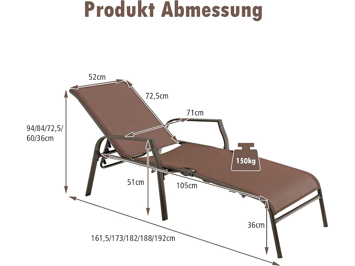 2er Set klappbare Sonnenliege