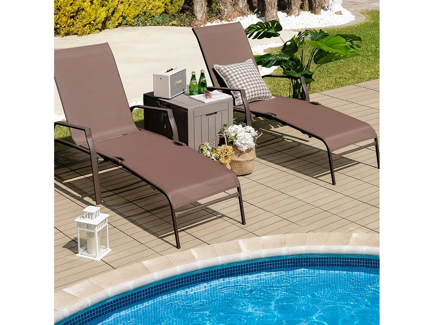 2er Set klappbare Sonnenliege