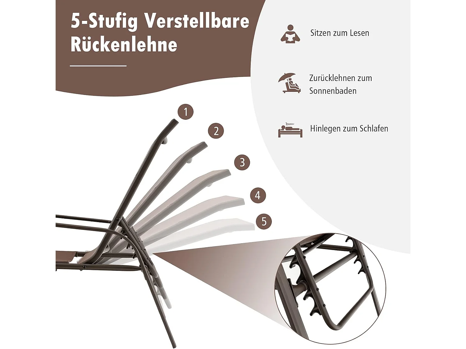 2er Set klappbare Sonnenliege