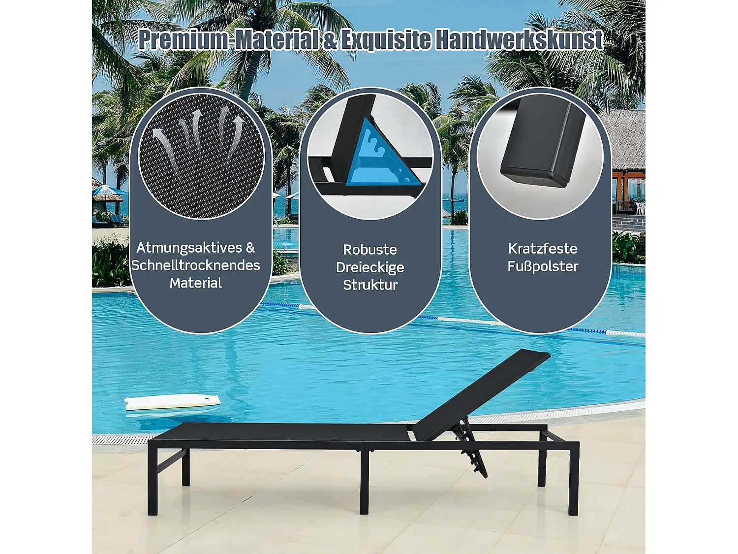 Liegestuhl mit Verstellbarer Rückenlehne