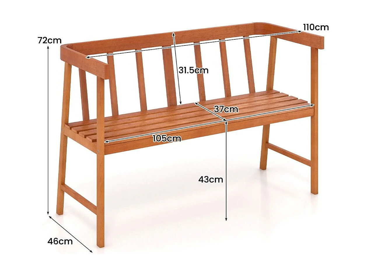 Gartenbank aus Akazienholz Sitzbank bis 360kg belastbar 2 Sitzer Holzbank 110x46x72cm